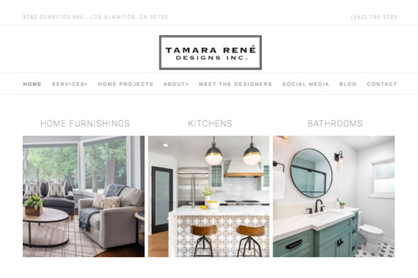 Interior design website home page